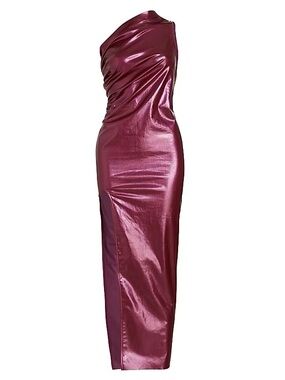 NWT Rick Owens Fuschia Athena Asymmetric Coated Denim Gown Sz42 Sz6